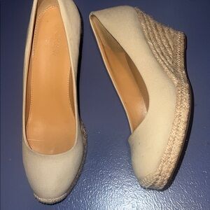 J Crew Cream Canvas espadrille Wedge Shoes 8.5